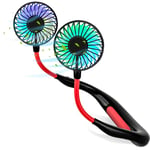 Portable Neck Fan- Rechargeable Wearable ac Outdoor Personal fans with 3 Level Air Flow, Hands Free Battery Operated Fan with 7 Color Light. Mini USB fans for Home Office Travel Indoor Outdoor …