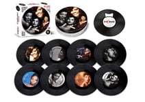 Jazz Divas - 8 Piece Mini Vinyl Record Coaster Set with Tin & Magnetic Bottle Opener by Retro Musique
