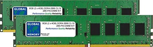 Global Memory 8GB (2 x 4GB) DDR4 2666MHz PC4-21300 288-PIN DIMM Memory Ram Kit for PC Desktops/Motherboards