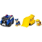Paw Patrol, Chase’s Patrol Cruiser Vehicle with Collectible Figure, for Kids Aged 3 Years and Over & Rubble’s Bulldozer Vehicle with Collectible Figure, for Kids Aged 3 Years and Over