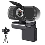 YOUPECK Webcam with Microphone for PC, 1080P Webcam with Stereo, Light Correction, USB Camera with Privacy Cover, Plug & Play, Manual Focus, for Video Conferencing/Streaming/Gaming, Zoom/Skype/Youtube