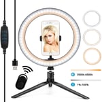 AJH Ring Light 10 Inches,Ring Light with Tripod Phone Holder,3 Lighting Modes with Dimming And 10 Brightness,Suitable for Makeup Selfie Photography