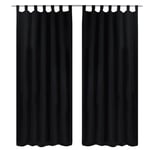 vidaXL 2-pack gardiner med öglor i svart microsatin 140 x 175 cm 130353