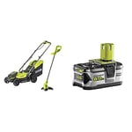 Ryobi 18V ONE+ Cordless Lawnmower and Grass Trimmer Kit (1 x 4.0Ah) & RB18L50 ONE+ Lithium+ 5.0Ah Battery, 18 V