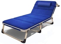 AKSHOME Summer Sun Loungers Portable Folding Deck Chair Home Office Nap Bed Outdoor Beach Sunbed Recliner Breathable And Comfortable Single Adult Bed-Blue