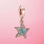 shangwang 925 Sterling Silver Summer Ocean Series Beaded Pendant Charm Suitable For Original Pandora Charm Bracelet Jewelry Gift SparklingStarfish