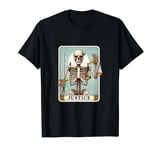 Tarot Card Justice Halloween Skeleton Gothic Magic T-Shirt