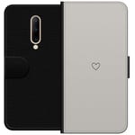 OnePlus 7 Pro Sort Lommebokdeksel Grått hjärta