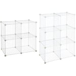 Amazon Basics 6 Cube Wire Storage Shelves - White & 4 Cube Wire Storage Shelves - White