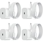 Laddare för iPhone - Kabel - 20W USB-C - Snabbladdare Vit White 4-Pack iPhone