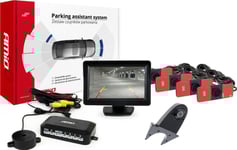 Amio Parkeringssensorer Tft01 4,3" Med Hd-502-Ir Kamera 4 Interne Sorteringssensorer