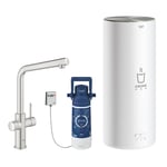 Grohe 30340DC1 Red Duo Instant Boiling Water Kitchen Tap and L Size Boiler - STAINLESS STEEL