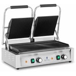 Helloshop26 - Machine à panini grill double 3 600 watts rainurée appareil de cuisson professionnel acier inoxydable