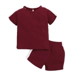 HINK Baby Outfit Unisex,Toddler Baby Boys Girls Short Sleeve Solid Tops+Shorts Pajamas Sleepwear Outfits 3-4 Years Red Girls Outfits & Set For Baby Valentine'S Day Easter Gift
