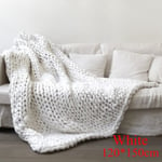 Arm Knitted Blanket Merino Wool Throw Iceland Thick Yarn White 120x150cm