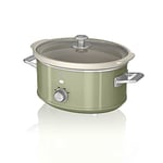 Swan SF17021GN Retro Slow Cooker with 3 Temperature Settings, Keep Warm Function, 3.5L, 200W, Retro Green