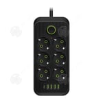 INN Multipris Elektisk Överspänningsskydd Block 6 uttag 4 USB 1 Type-C Kabellängd 1,8M med Strömbrytare Multiprisblock