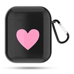 Protective Case Cmf Heart Pattern Apple Wireless Earphones Charging Box Dust-proof Shockproof Outdoor Protective Case for Airpods(Black) (Color : Black)