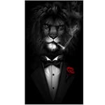 Ami0707 Classic Black Wild Lion In A Suit Canvas Painting Wall Art Animal Gentleman Lion Posters Prints On Canvas Picture Home Decor 30X50cmNoFrame FB60
