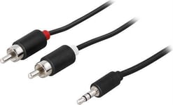 High grade Minijack 3.5mm til 2xPhono kabel - 1 m - Livstidsgaranti