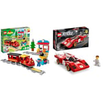 LEGO 10874 DUPLO Town Steam Train, Toys for Toddlers, Boys and Girls Age 2-5 Years Old & 76906 Speed Champions 1970 Ferrari 512 M Sports Red Race Car Toy, Collectible Model Building