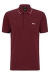 BOSS Mens Paule Slim-fit Polo Shirt with Logo-Print Collar Pink