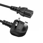 3M Long 3 Pin Mains Power Lead Kettle Cable / C13 to UK 3 Pin Plug - Black