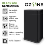 Tower Ozone Sensor Bin, Large 60L, Hands Free, Carbon Filter, Black T938023BLK