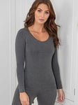 Pour Moi Second Skin Thermal Long Sleeve Top, Dark Grey, Size 12-14, Women