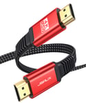 4K HDMI Cable 3M, JSAUX Flat Slim HDMI 2.0 Cable Ultra High Speed 18Gbps Thin Lead Support 3D, UHD 4K@60Hz, 2160P, HD 1080P Video, Ethernet Compatible with Fire TV, HDTV, PlayStation PS4 PS3 - Red