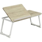 Meubles Cosy - Petite table de travail Table de lit mobile Supporte Table d'ordinateur portable pliable hauteur réglable Plateau chêne