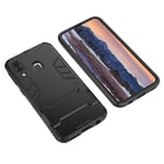 Rugged Protective Back Cover for Samsung Galaxy A40, Multifunctional Trible Layer Phone Case Slim Cover Rigid PC Shell + soft Rubber TPU Bumper + Elastic Air Bag with Invisible Support (Black)