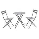 Obi Cafebord med to stoler matt grå 