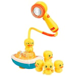 Little Yellow Duck Baby Bath Toys Shower Head Toy,Electric Duck Water Spray Bathtub Toy Water Games Sprinkler 3 Spraying Modes Birthday Gifts for Infants Toddlers 18 Months+