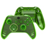 eXtremeRate Full Set Shell Buttons for Xbox Series X & S Controller, Clear Green Replacement Side Rails Grips Front Back Plate Cover for Xbox Core Wireless Controller [Controller NOT Included]
