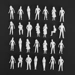 niCWhite 100pcs People Figurines, 1:50 Scale Model People Unpainted Figures Model Trains Architectural O Scale Standing and Sitting Little People Figures for Miniature Scenes, White