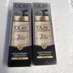 2 X Olay Total Effects 7 in 1 SPF 20 Moisturiser + Serum Duo 40ml, New