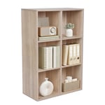 VASAGLE Bibliothèque, Étagère, Meuble de Rangement avec 6 Compartiments, Étagère sur Pied, Bibliothèque Cubique, pour Salon, Bureau, Salle à Manger, Couleur Chêne LBC203H