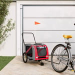 Cykelvagn för djur röd och grå oxfordtyg och järn