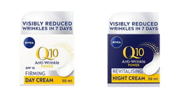 NIVEA Q10 Power Day & Night Cream Set - Anti-Wrinkle, Firming, SPF15, 50ml Each