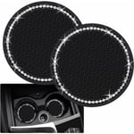 2PCS Bling Car Cup Coaster, 2.75 Pouces Auto Car Cup Holder Insert Coasters Silicone Anti-Slip Crystal Rhinestone Drink Car Cup Mat, Universal
