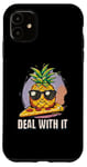 Coque pour iPhone 11 Design mignon ananas sur plaque à pizza – Amusant « Deal with It »
