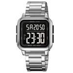SKMEI Digital Elektronisk Armbandsklocka Klocka Stålrem Fyrkantig - Silver