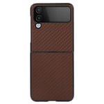 Samsung Galaxy Z Flip4 5G Carbon Fiber Texture Phone Deksel - Brun