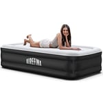 Airefina Luxury Single Air bed with Built in Pump, Inflatable Air Mattress Fast Inflation, Flocking Surface Blow Up Bed for Home Guest, Portable Airbed for Camping, I-Beam Technology 190x100x46cm