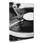 Vinyl Record Player Modern Canvas Wall Art Print Ready to Hang, Framed Picture for Living Room Bedroom Home Office Décor, 20x14 Inch (50x35 cm)