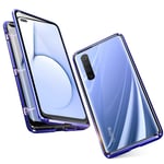 DoubTech Case for Realme X50 Pro 5G Magnetic Adsorption Tech Cover 360 Degree Protection Aluminum Frame Tempered Glass Powerful Magnets Shockproof Metal Flip Cover