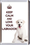 KEEP CALM and LOVE YOUR LABRADOR  image of a Cream Labrador Puppy Fridge Magnet
