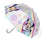 CERDÁ LIFE'S LITTLE MOMENTS Minnie Mouse Bubble Umbrella - Minnie with Rainbow Printed Design - Manual Opening - Made of 100% POE with Fibreglass Frame - Original Product Designed in Spain