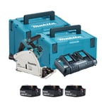 Makita DSP600PGJ-3 Twin 18v Brushless 165mm Plunge Saw (3x6Ah)
